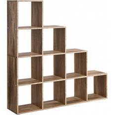 Steg Bokhylla med 10 Fack Rumsavdelare Karamell Brun 129,5 x 29 x 129,5 cm