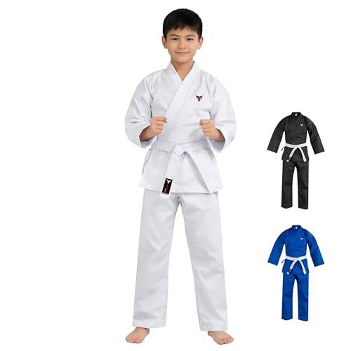 Mytra Fusion Karate Uniform Flera storlekar och färger, Ultralätt Karate Uniform för män, kvinnor och barn (White, 4/170)