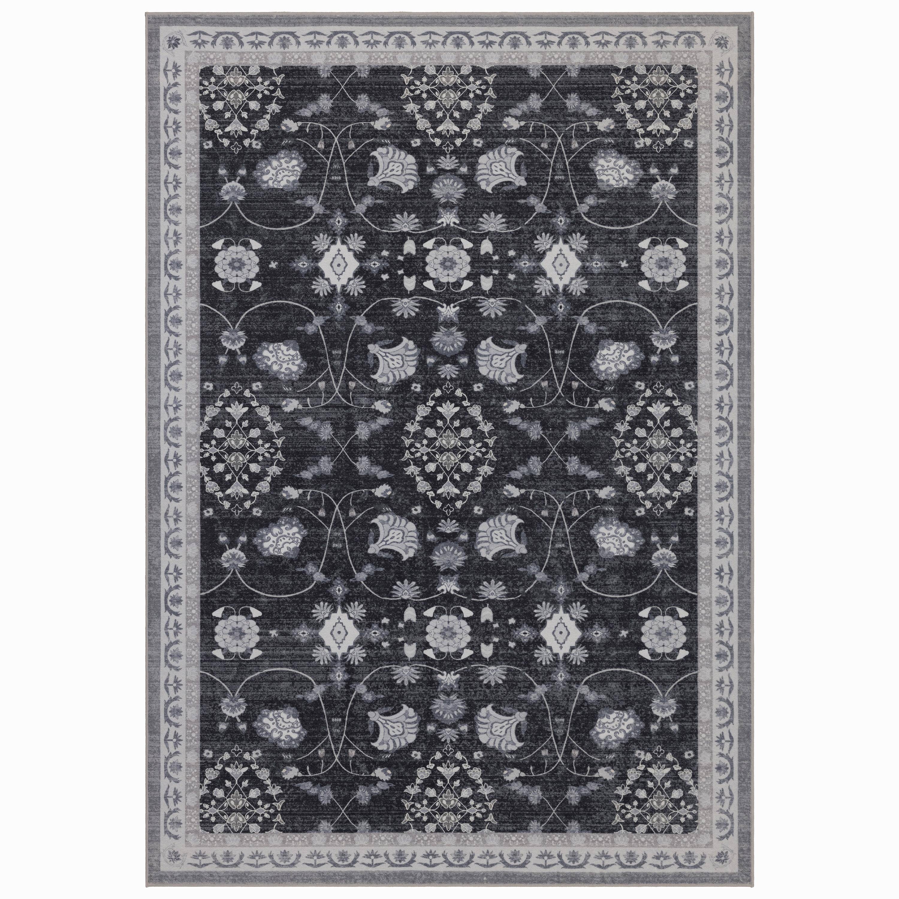 INKA Vintage-Oriental sort rektangulært kortluvet tæppe - 140 x 200 cm