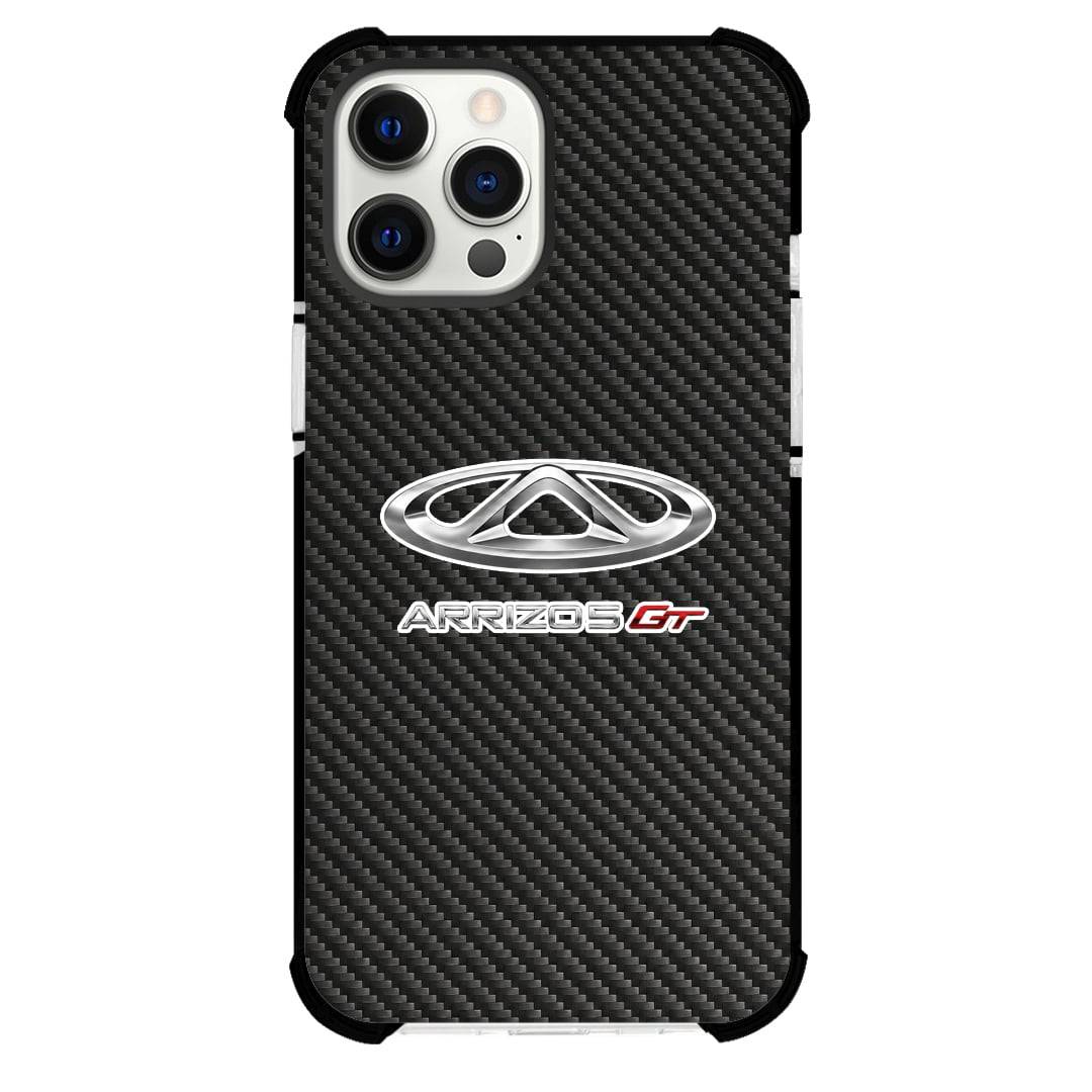 Chery Arrizo 5 GT Phone Case For iPhone Samsung Galaxy Pixel OnePlus Vivo Xiaomi Asus Sony Motorola Nokia - Chery Arrizo 5 GT Logo On Traditional Black Charcoal Carbon Fiber Background.