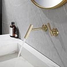 wall mounted bathroom sink taps brass basin taps mixers for bathroom, gold,single handle