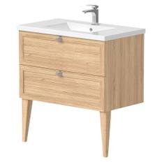 Tvättställsskåp Craftwood Ekfaner Spring Matt 80 cm med Handfat Vit Blank & Ben 2 st
