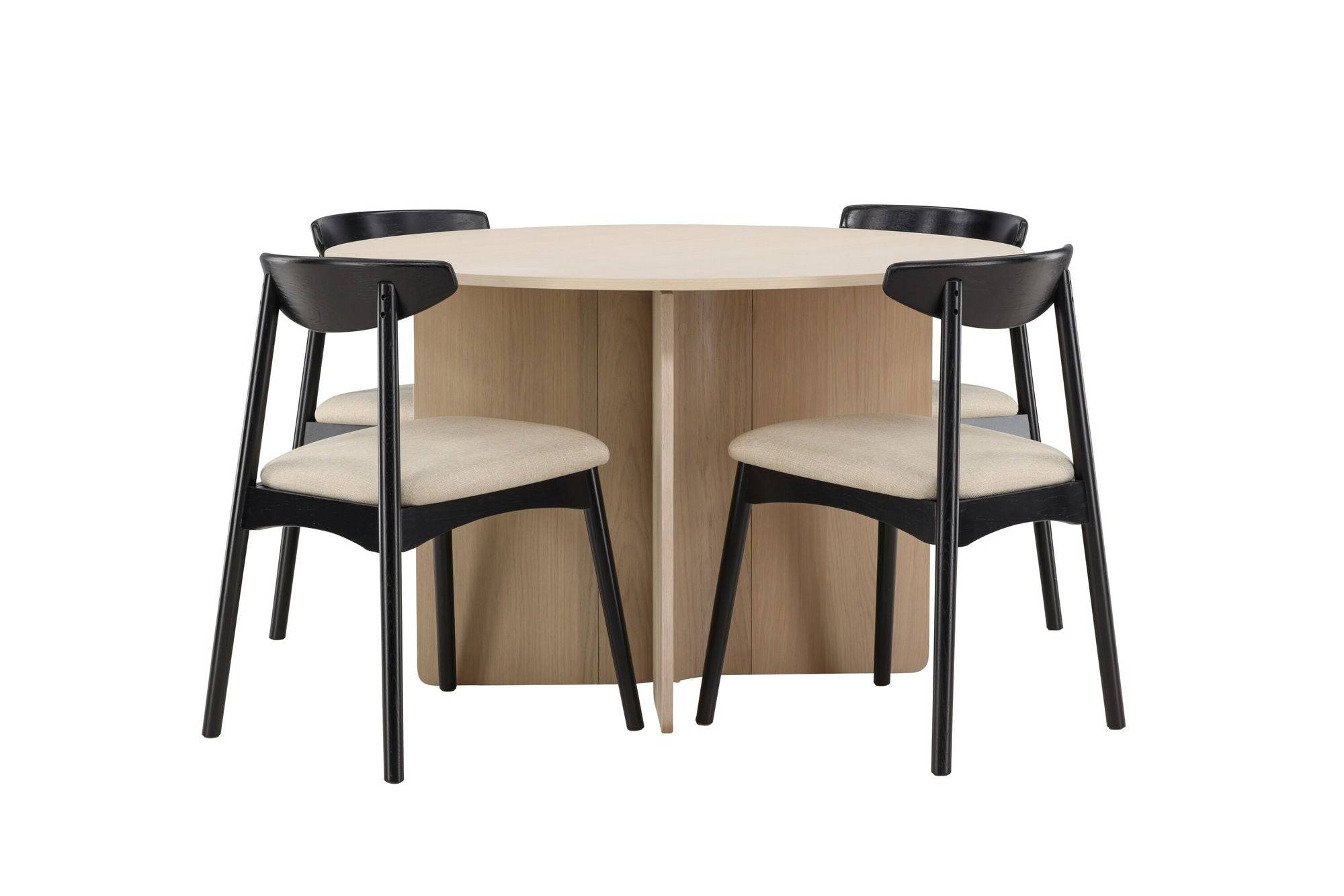 Venture Home Tyresö bord ø120 - Whitewash with Ven stol - Black