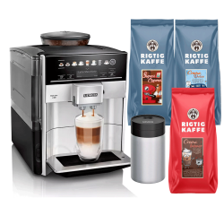 Siemens TE653M11RW EQ6 Plus s300 Espressomaskine Inkl. Mælkeholder, 1kg Super Crema, 1kg Crema Intenso & 1kg Dolce Crema