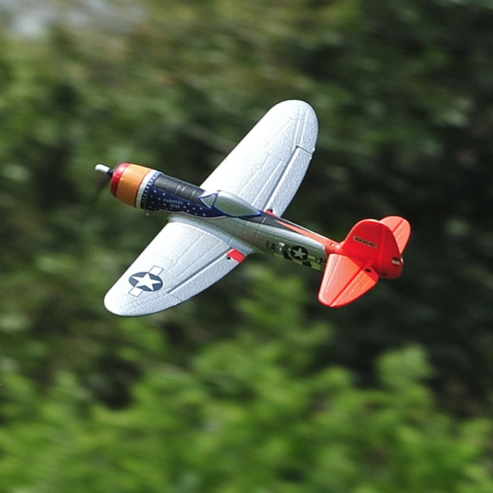 TOP RC HOBBY 402mm Mini P47 2.4G 4CH 6-Axis Gyro Enkelknappsflygning U-sväng EPP-skala Krigsfågel RC-flygplan RTF för ny