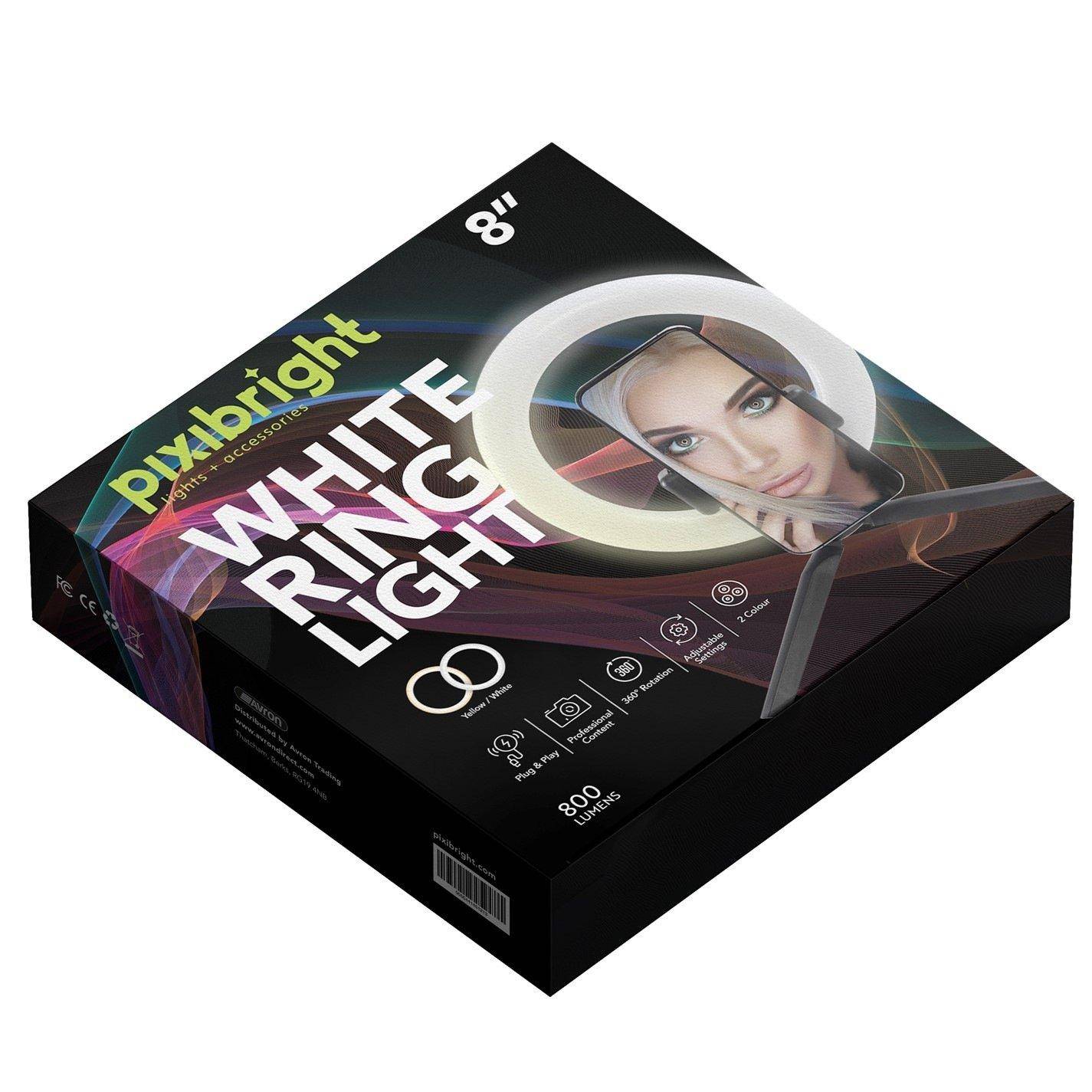 Pixibright White Ring Light Selfie Sticks
