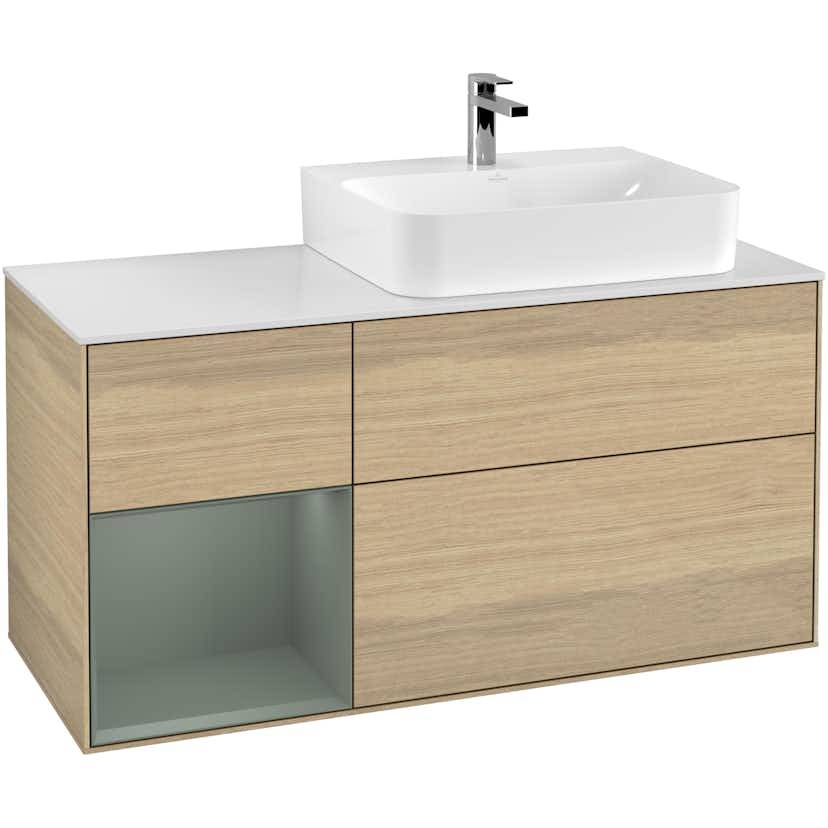 Tvättställsskåp Villeroy & Boch Finion med 3 Lådor Hylla och Bänkskiva för Ocentrerat Tvättställ