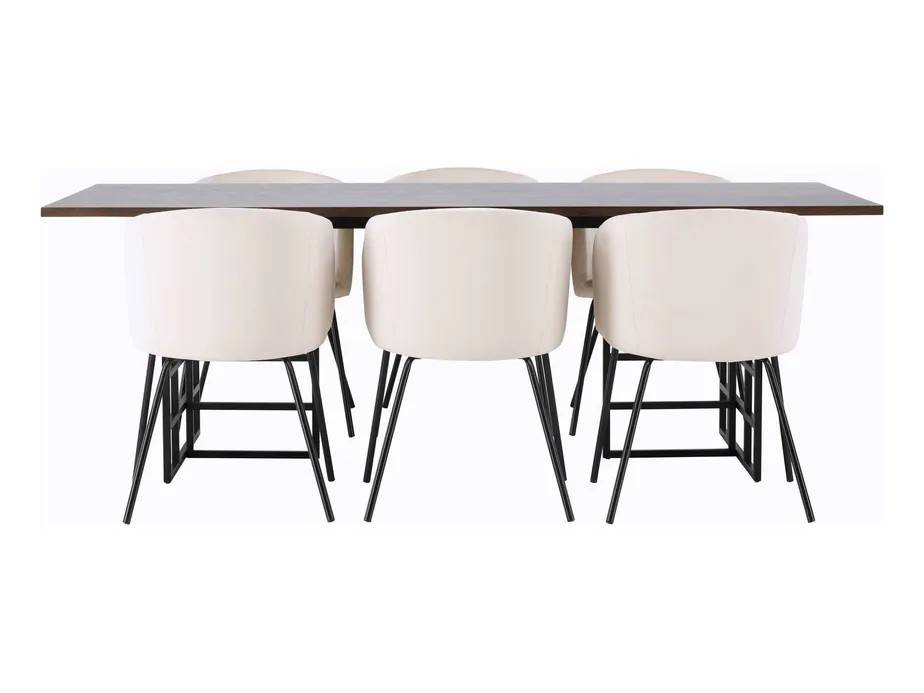 Venture Design Ystad & Berit matgrupp Beige/mocca 6 stolar & bord 220 x 100 cm