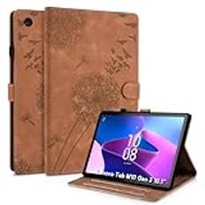 Rostant fodral för Lenovo Tab M10 3rd Gen 10,1 tum maskros PU-läder Lenovo Tab M10 3rd Gen Flip Case plånbok fodral för Lenovo Tab M10 3rd Gen 10,1 tum 2022 TB-328FU/TB-328XU brun