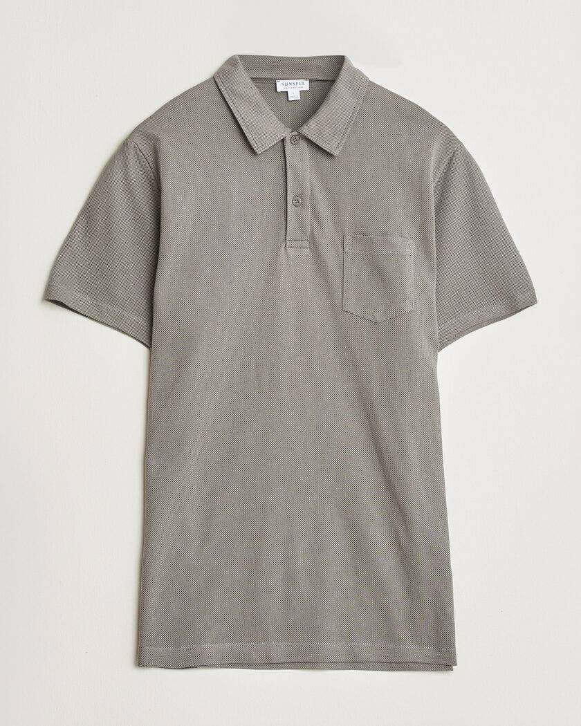 Sunspel Riviera Polo Shirt Smoke Grey