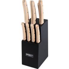 Homey's Bokträ Black Block Knife Set, 9 Pieces, Steak Knives