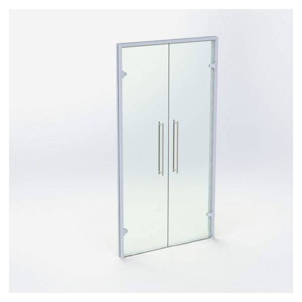 Dobbelt Glasdør - Mat Sølv - M11: 1090 x 2090 mm - (2 aktiv).