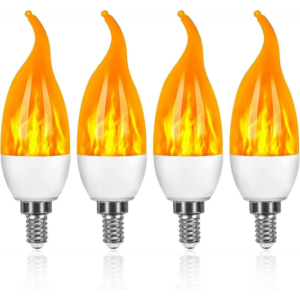 E14 LED-flammepære 3W 3 lysindstillinger, 4-pak dekorative lyspærer med flimrende flammeeffekt til boligindretning