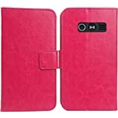 PU flip folio läderfodral TPU silikon för Doro 1360 1361 1362 2,4 tum boklånbok företagstelefonskydd skyddande fodral skinn påse Etui (rosa)