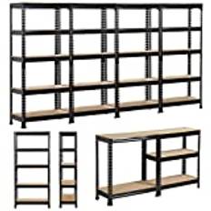 Yaheetech 4 x tunga hyllor 150 x 70 x 30 cm 875 kg 5 MDF-plattor hylla lagerhylla källarhylla bultfri verkstadshylla svart