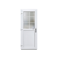 Plast Facadedør - ½ Glas med Indvendige Sprosser 80 x 180 Venstre Ind (VI)