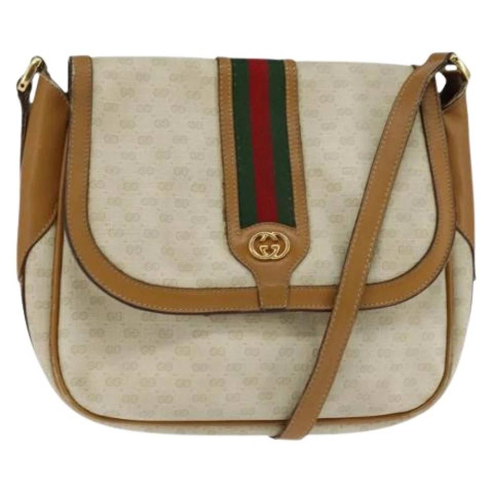 Gucci Vintage Pre-owned Vintage Cross Body Taske - Vintage - Dame - Beige - ONE SIZE - Læder
