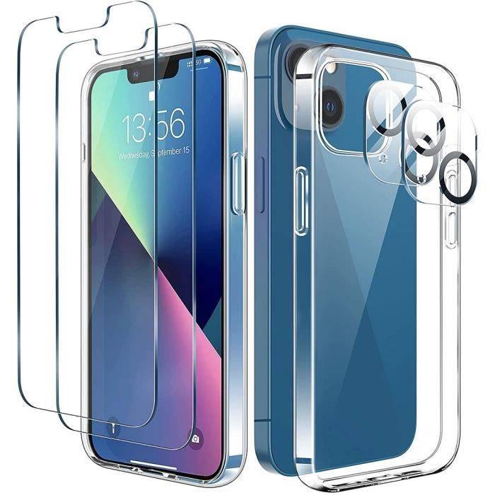 Genomskinligt skal för iPhone 13 Pro (6,1 ) + 2 Härdade skärmglas och 2 Bakre kameraskydd