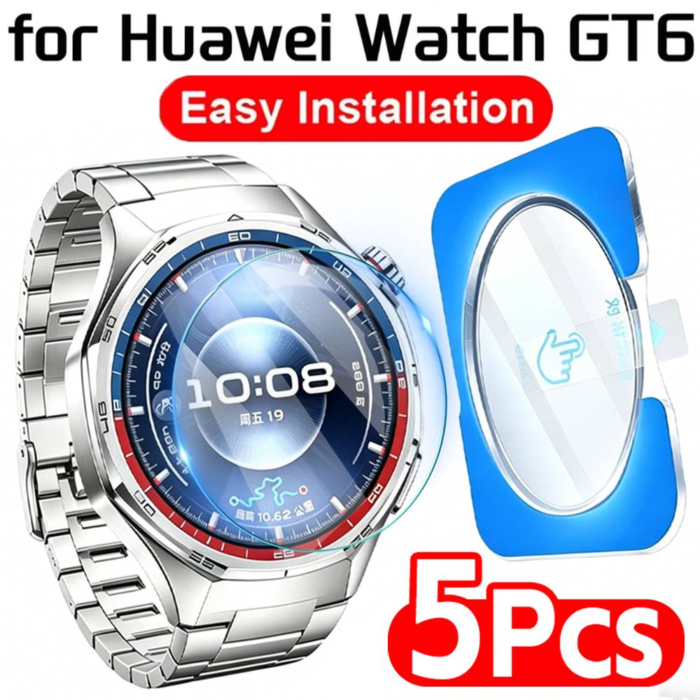 5-1pcs Tempered Glass for Huawei Watch GT6 Pro 41mm 46mm Screen Protectors Auto-alignment Install Kit HD Glass Protective Films