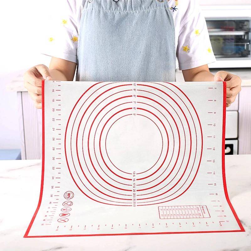 Black And Red Kneading Dough Mat Silicone Baking Mat Pizza Cake Dough Maker Kitchen Cooking Grill Gadgets Bakeware svart