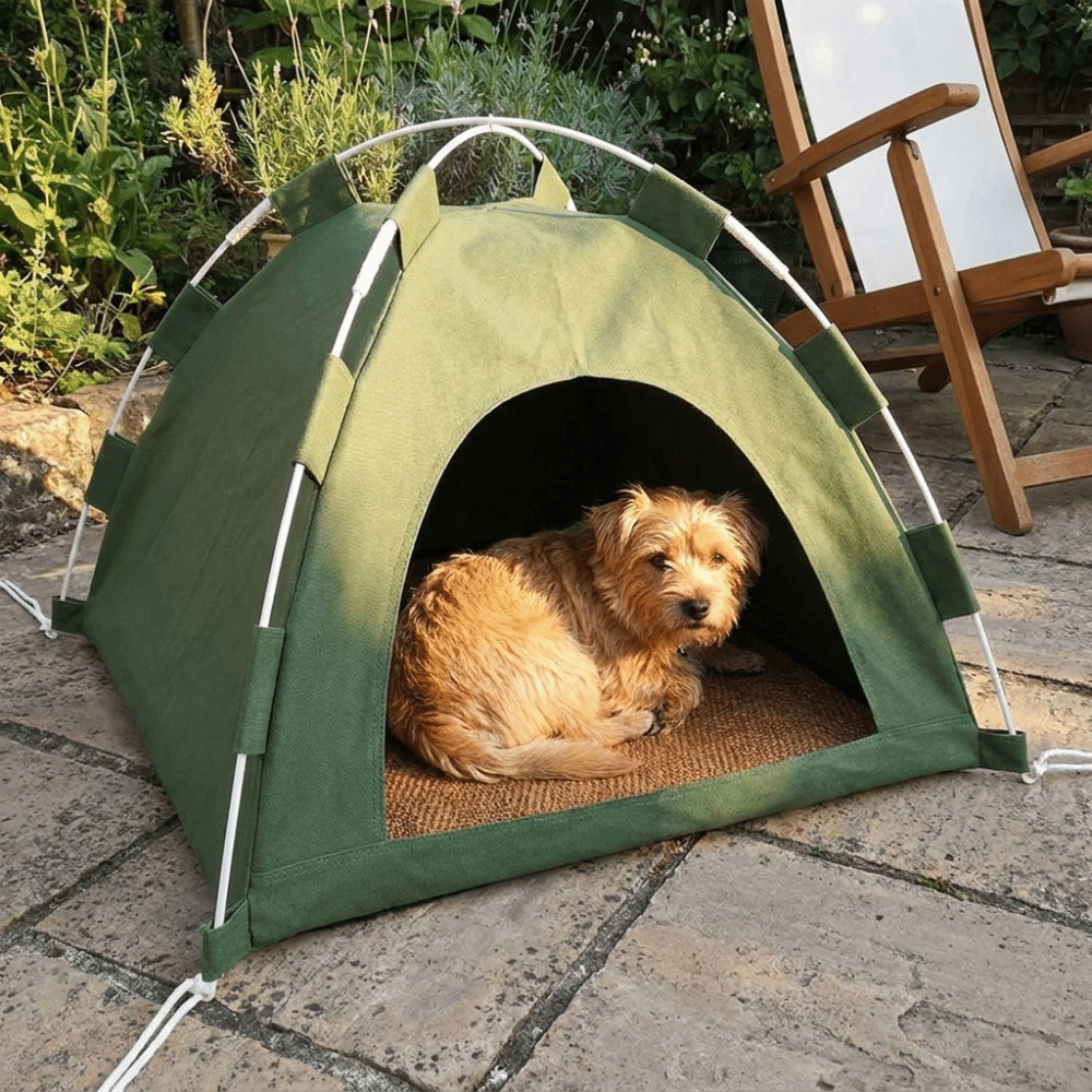 Cat Bed Breathable Portable Pet Tent Foldable with Double-sided Mat Cooling Dog Cave Detachable Feral Cat Shelter Summer Cooling