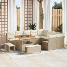 vidaXL Trädgårdsoffset 12 pcs Beige och gräddfärgad 100 x 100 x 71 cm