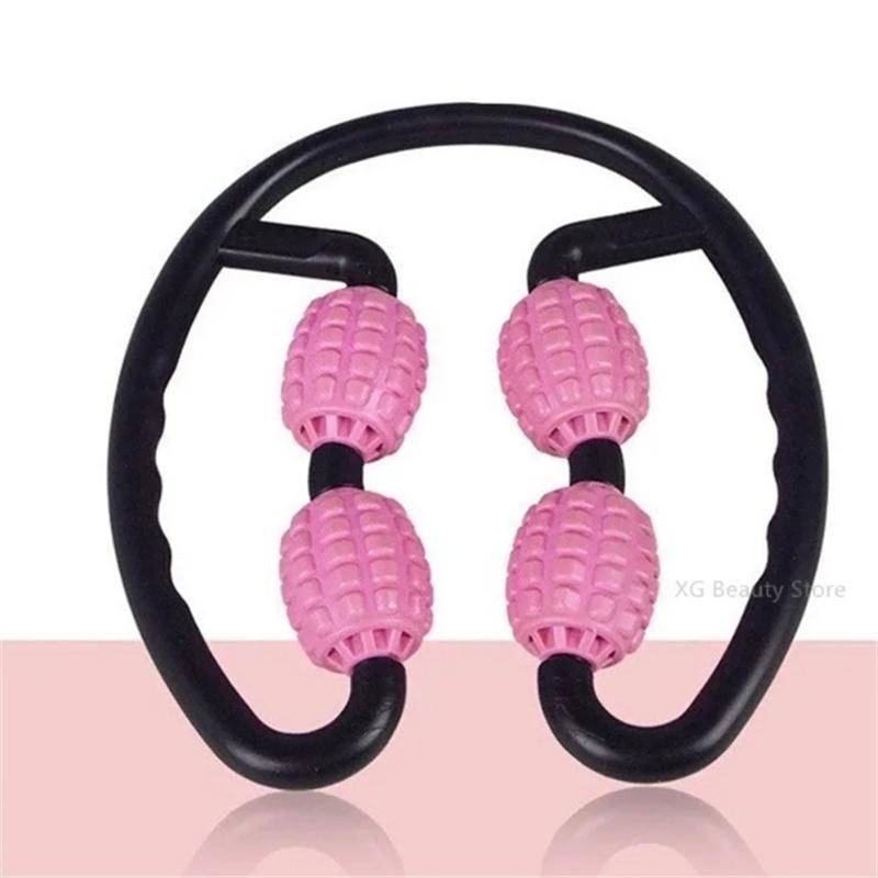 1 Piece Plastic Pressure Point Neck Massager Hand Roller Neck Massager for Neck Shoulders Arms Waist Trigger Points rosa