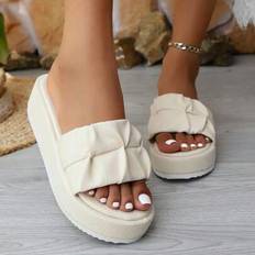Sexy & Stylish Women&#39;s Casual Geometric Pattern Bicolor Plaid Shoes, Suitable For Commute, Business, Outdoor, Western, Fabric Geometric Pattern, Wedge - Beige - CN36,CN37,CN38,CN39,CN40,CN41,CN42,CN43