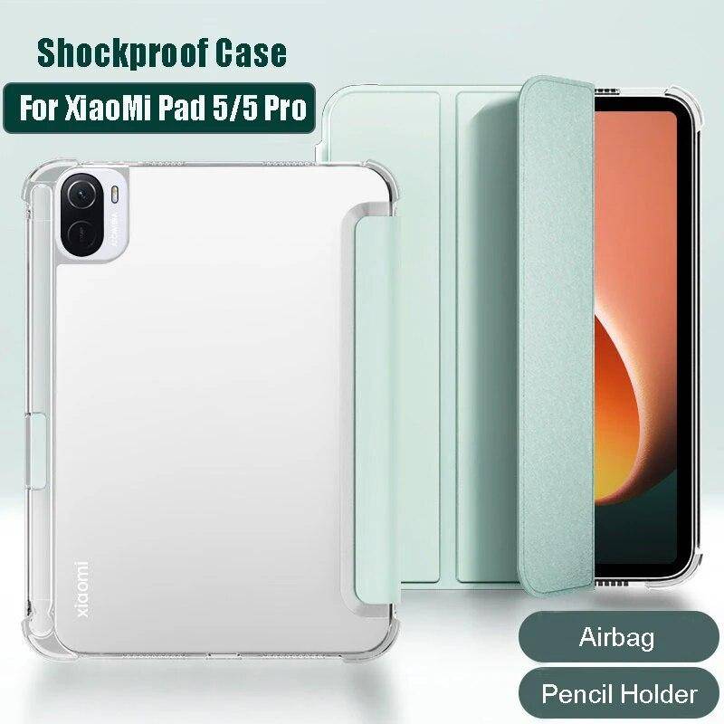 Med pennfodral för Redmi Pad SE 11 Redmi Pad 10.61 Smart Cover för Xiaomi Mi Pad 5 11 Pro 5 12.4 Mipad 6 11 Pro Stötsäkert skyddsskydd ljusgrön färg