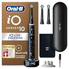 Oral-B iO Series 10 Plus Edition Elektrische Zahnbürste/Electric Toothbrush, PLUS 3 Aufsteckbürsten (inkl. 2x Sanfte Reinigung), 7 Modi für Zahnpflege, Lade-Reiseetui, Designed by Braun, cosmic black