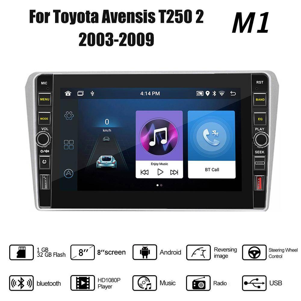 8 tum för Toyota Avensis T250 2 2003-2009 Med knappknopp Android Bilradio Multimediaspelare Navigering Stereo GPS 2 Din 1+32GB
