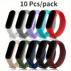 TEMU 10 Pieces/pack Strap For Xiaomi Band 7 6 5 4 3 Silicone Bracelet For Mi Band