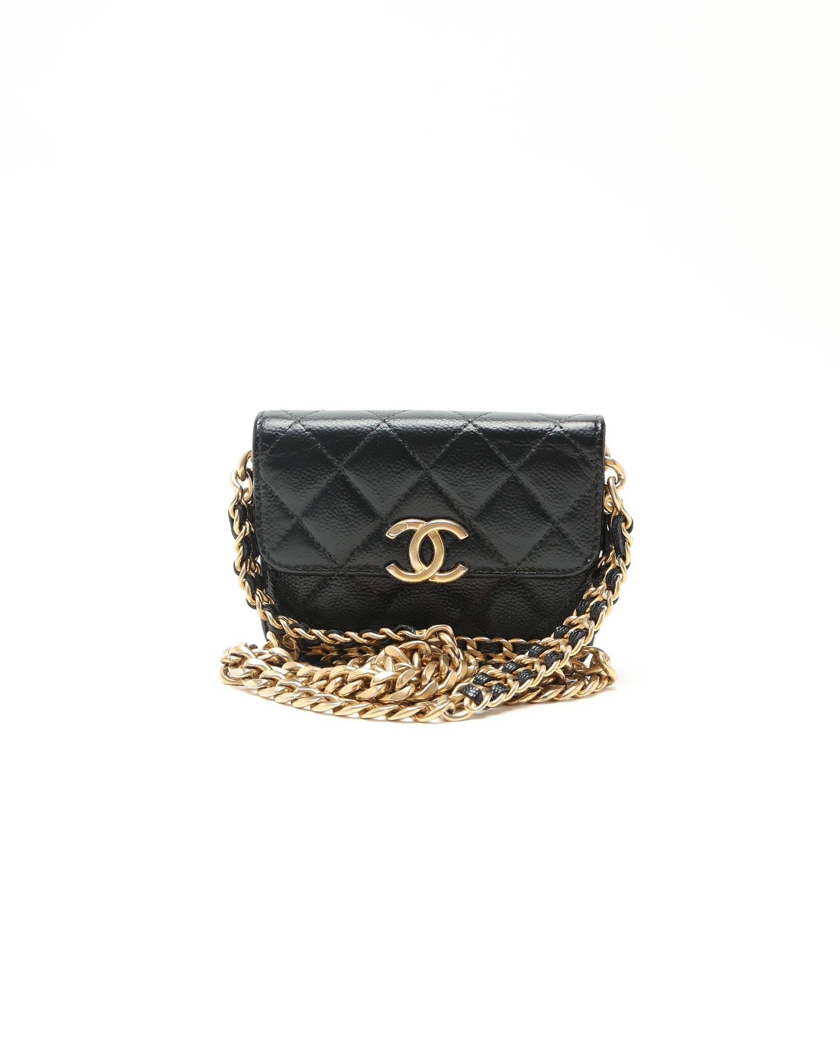 Chanel Caviar Mini Wallet On Chain Bag - Black - One Size