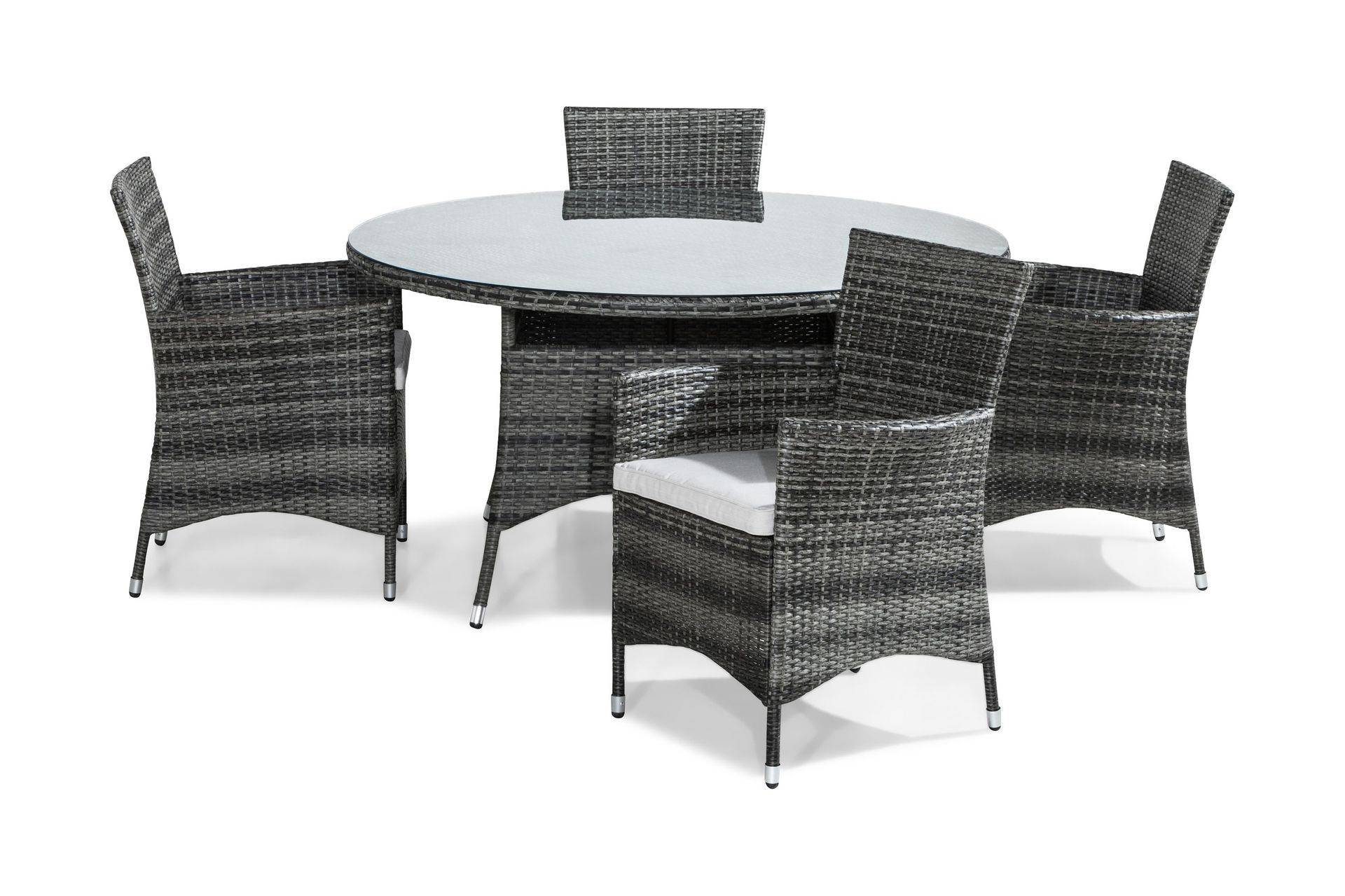 Comfort Garden Thor Matgrupp Utomhus 140 Rund + 4 Thor Fåtölj m Dyna - Grå Matgrupper utomhus