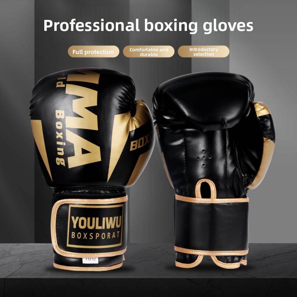 Andningsbara Boxningshandskar PU-läder Slag Träningshandskar Kickboxningshandskar Vuxna och Barn vit