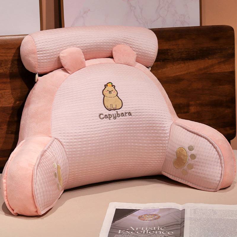 New Waffle Ice Silk Lumbar Support Pillow Cool Feeling Bed Head Back - Pink Capabala / Large Size 70x50cm
