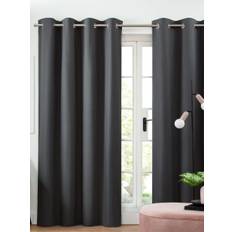 Next Grey Charcoal Blackout/Thermal Cotton Eyelet Curtains