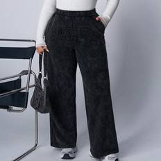 Plus Size Black Washed Loose Letter träningsbyxor - Svart - 0XL,1XL,2XL,3XL,4XL