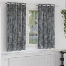 Sammetsgardiner 2 st med Öljett Grå 175x140 cm