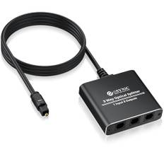 eSynic 1 x 3 Toslink optisk digital ljudsplitter med optisk kabel 1 m optisk splitter Toslink SPDIF 1 i 3 med 1 haningång 3 honutgångar, lämplig för hemmabio, Xbox PS3, DVD, HDTV