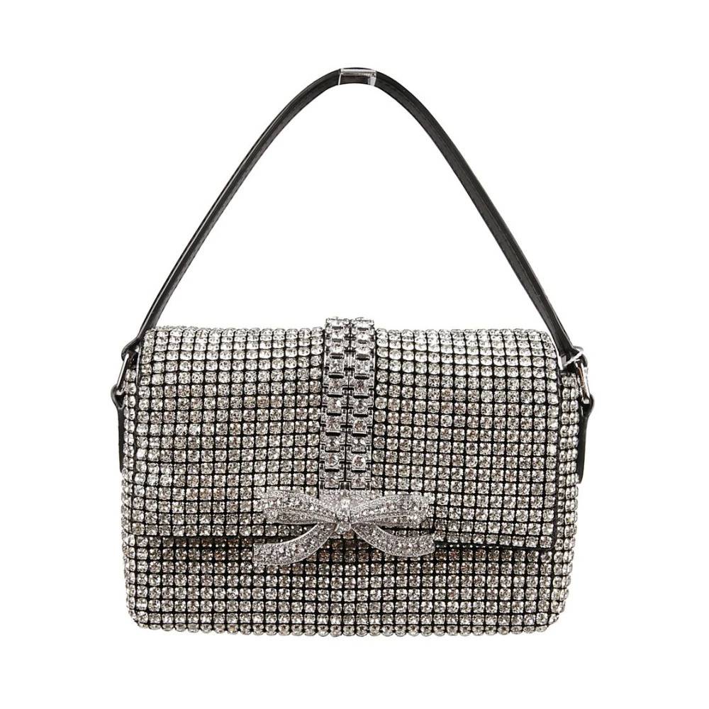 Self Portrait Rhinestone Chainmail Micro Bag - Tasker - Dame - Grå - ONE SIZE - Uld