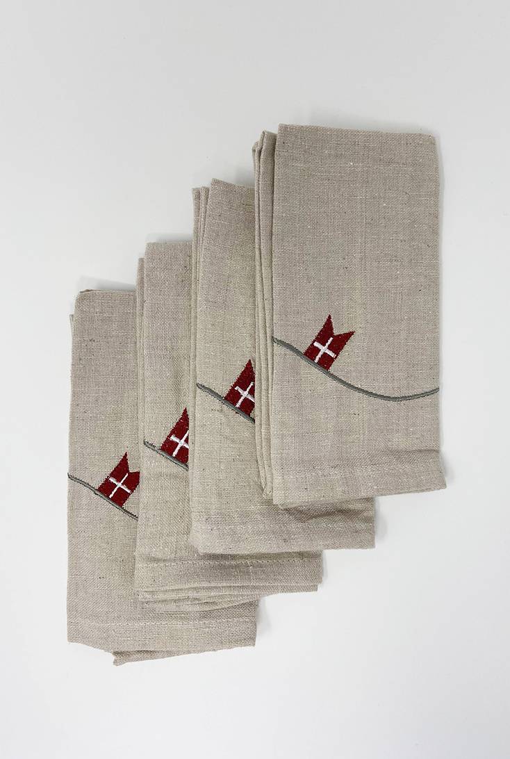 4 STK. HØR SERVIETTER - flag
