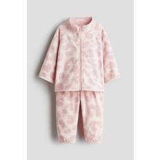 Baby - Lys rosa/Leopardmønstret 2-delt sæt i fleece - Size: 68 (4-6M) - H&M