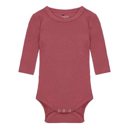 BIRKHOLM Langærmet Rib Body Rabarber Rosa