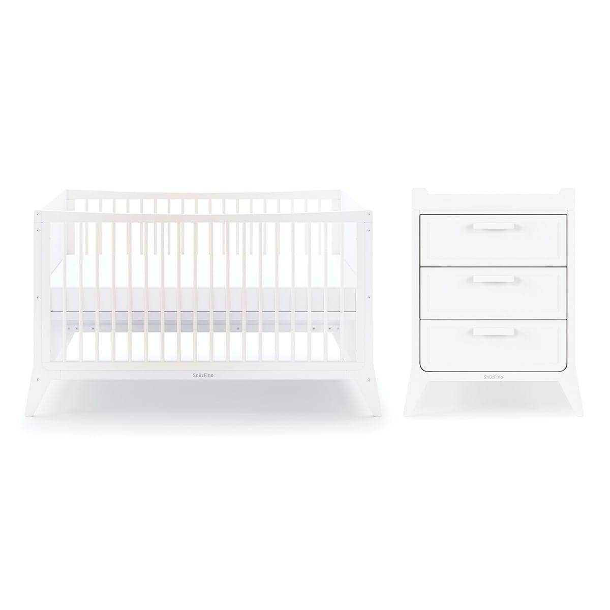 SnuzFino 2 Piece Nursery Furniture Set – White - Furniture Set Only