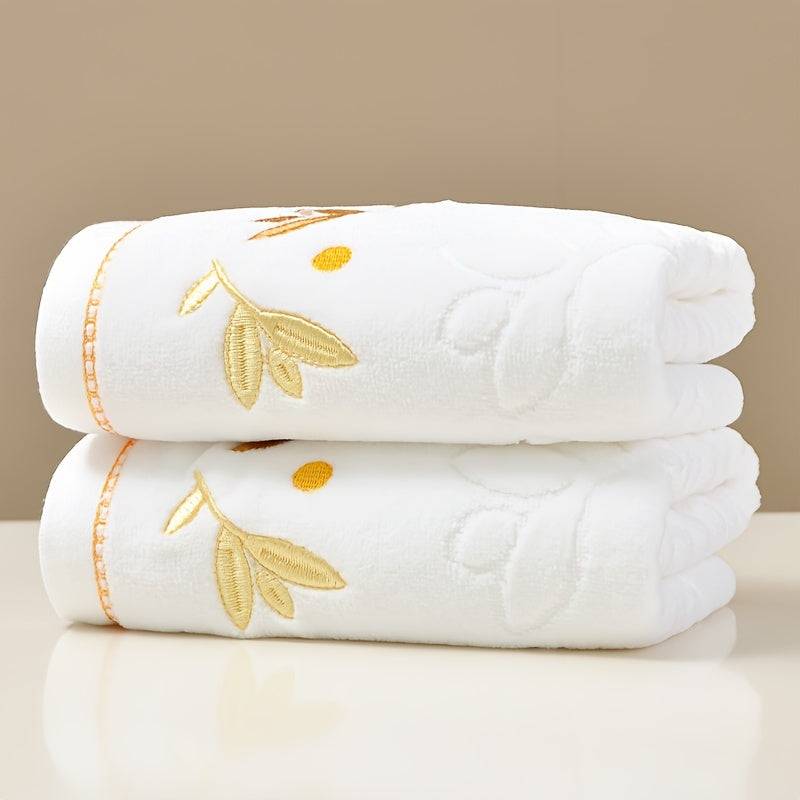 2-Pack SoftTouch Embroidered Cotton Velvet Hand Towels, - White Hand Towel