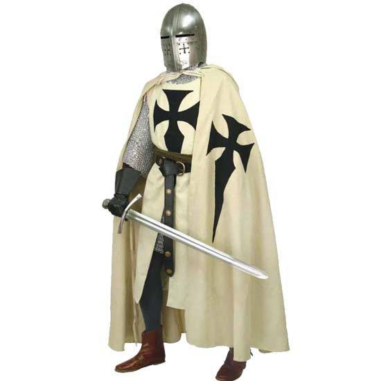 Halloween Cosplay Medeltida Kostym Män Teutonisk Riddare Korsfarare Tunika & Kappa Surcoat Återskapande LARP cm vit