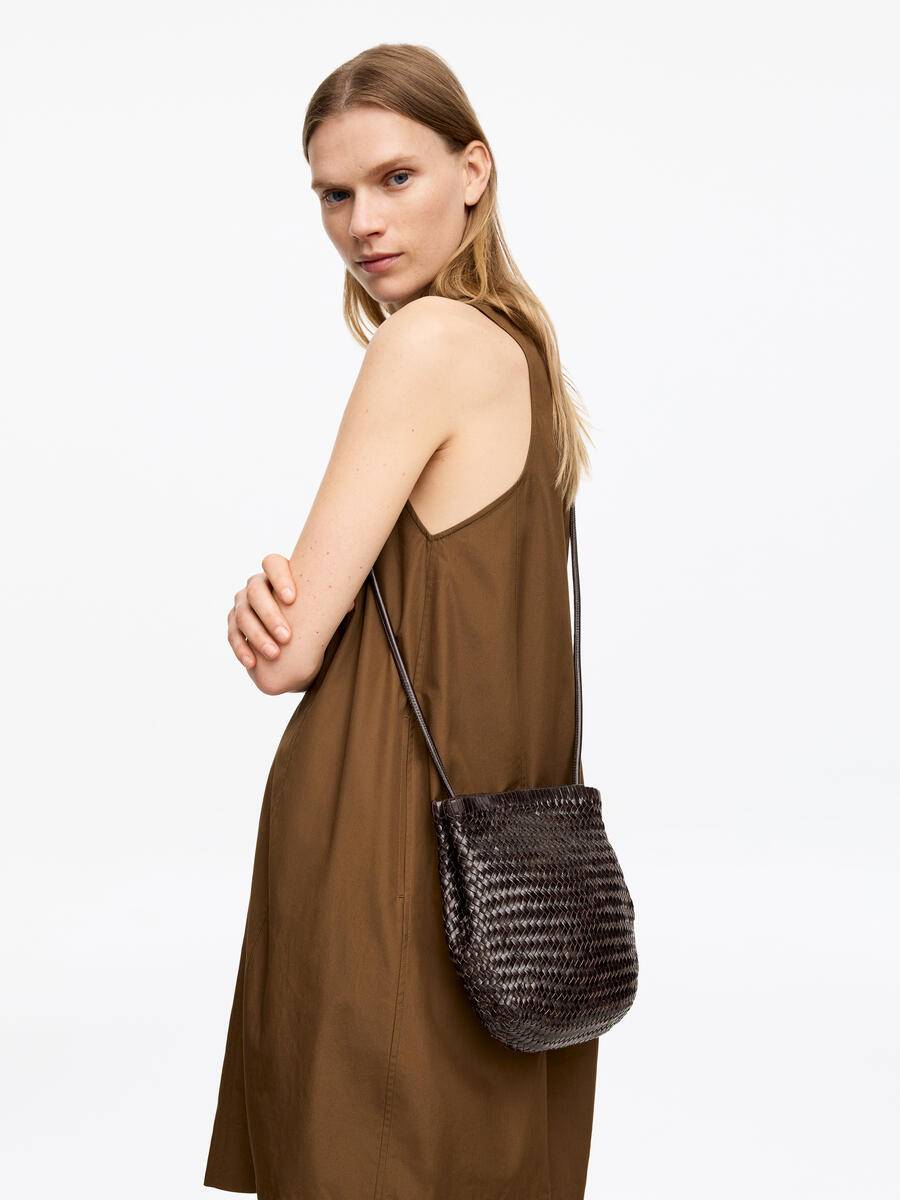 ARKET Crossbody Leather Tote Bag -Brown, ONESIZE