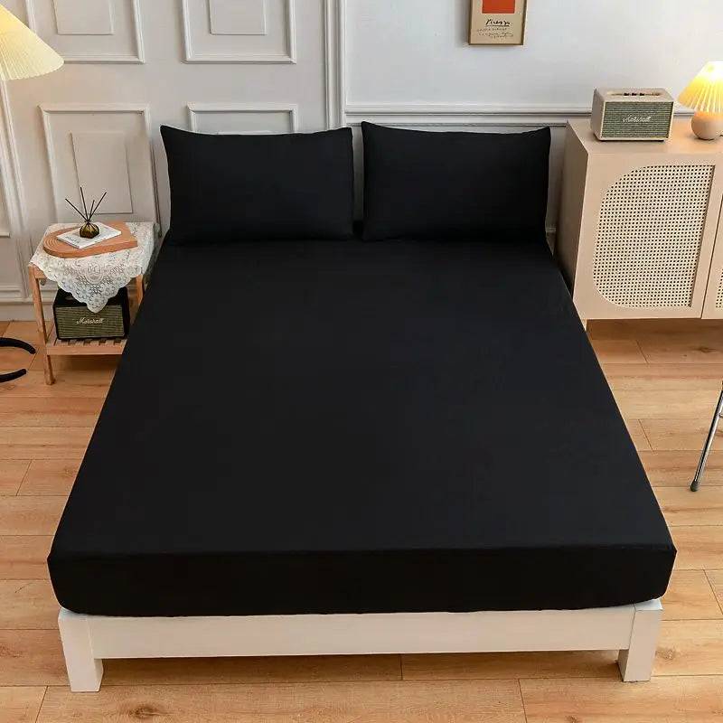 Kuup High Quality Fitted Sheet 90/180/150x200 Cm Mattress Cover Elastic Band Bed Sheet Queen King Size No Pillowcases Included - 1s hei se / Twin