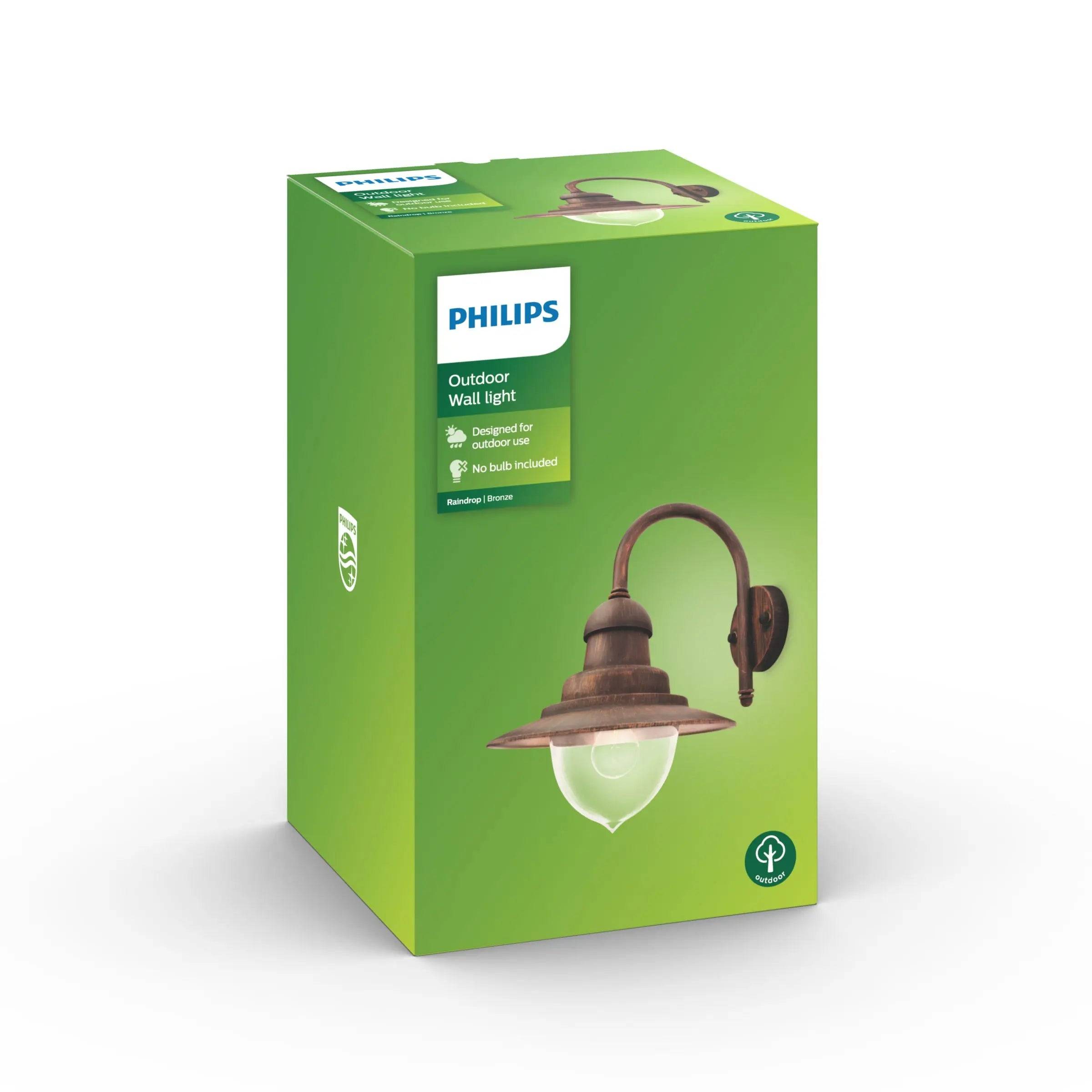 Raindrop wall lantern bronze 1x60W 230V